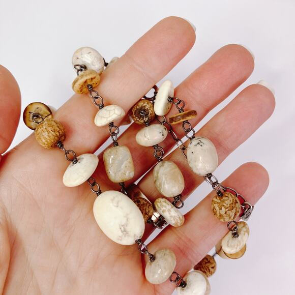 Retired Signed Silpada N1692 Necklace Sterling Silver White Howlite African Opal - Picture 2 of 14